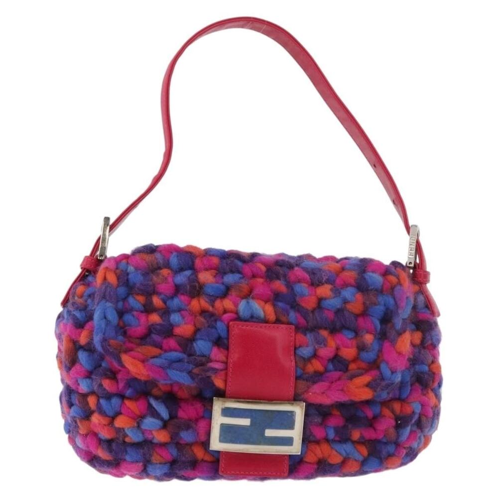 Fendi Wool Mamma Baguette Shoulder Bag Multicolor